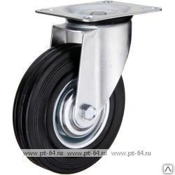 Поворотное стальное колесо с черной резиной SC 80, г/п 60 кг, Ø 85 мм