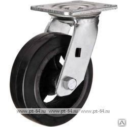 Поворотное чугунное колесо SCd 200, литая черн. резина, г/п 270 кг, Ø 200мм 