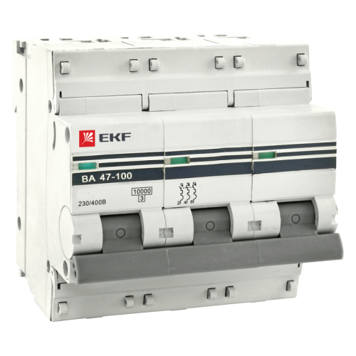 Автоматический выключатель ВА 47-100, 3P 31,5А (D) 10kA EKF PROxima