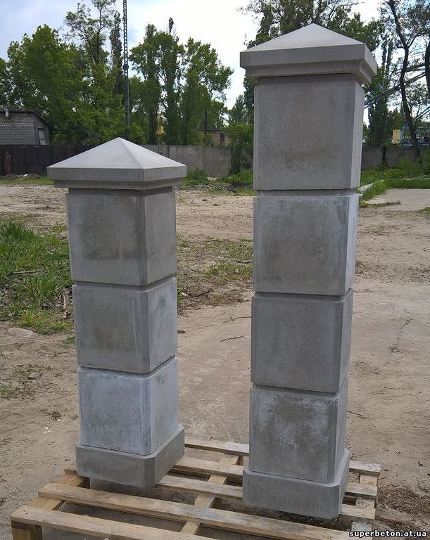 Столб бетонный для забора из наборных блоков 350x350x2000