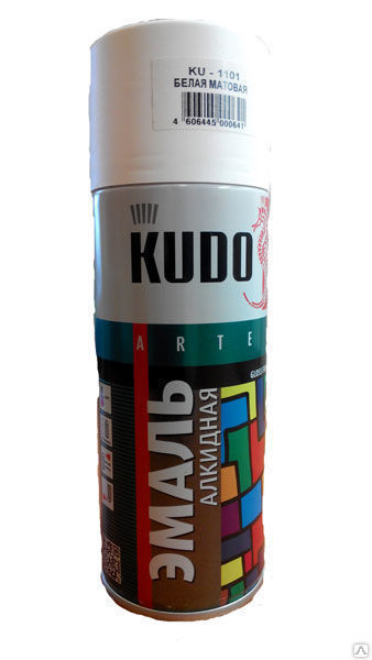 Аэрозольная краска KUDO №1001 белая глянцевая 520мл