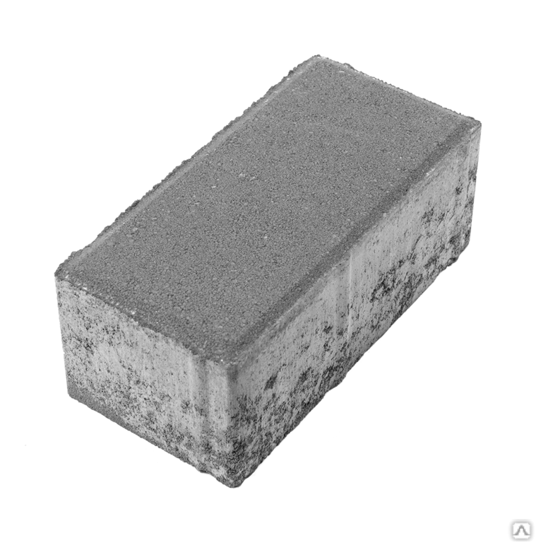 Тротуарная плитка Кирпич 200х100х80 на сером цементе цвет серый