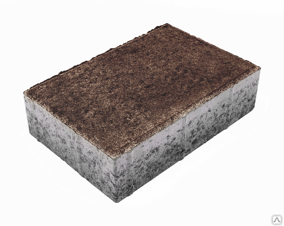 Тротуарная плитка Прямоугольник 300х200х80 на сером цементе цвет коричневый