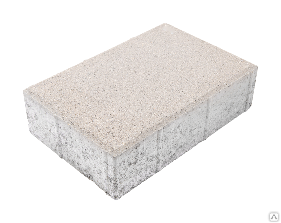 Тротуарная плитка Кирпичик 300х200х80 на сером цементе цвет серый