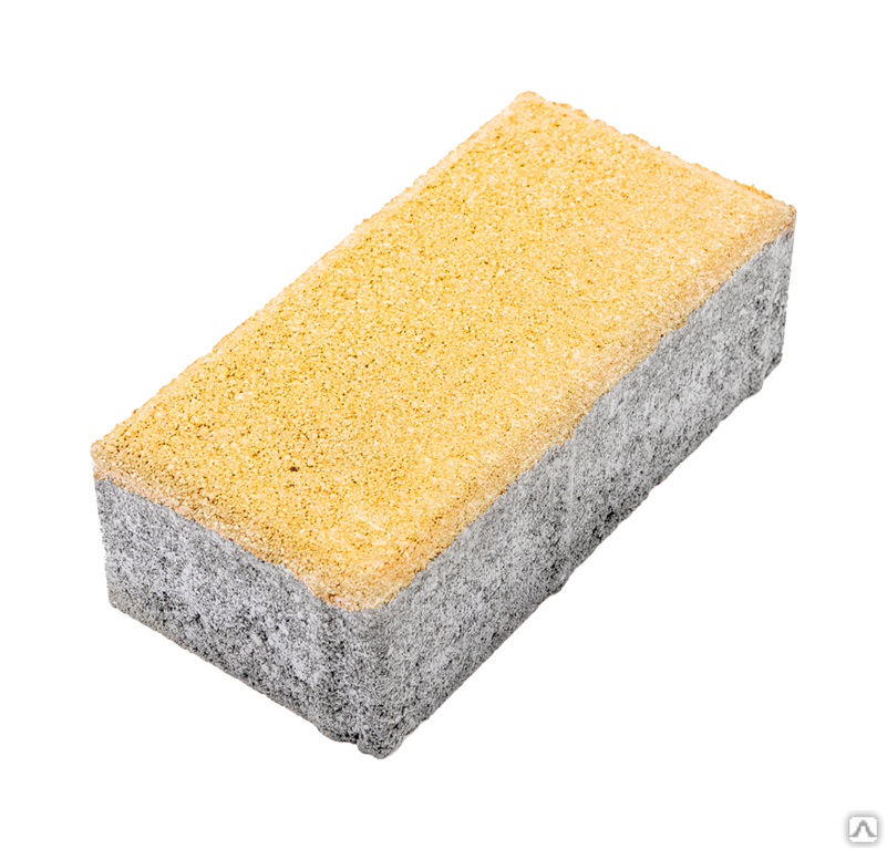 Тротуарная плитка Прямоугольник без фаски 200х100х60 на белом цементе цвет жёлтый