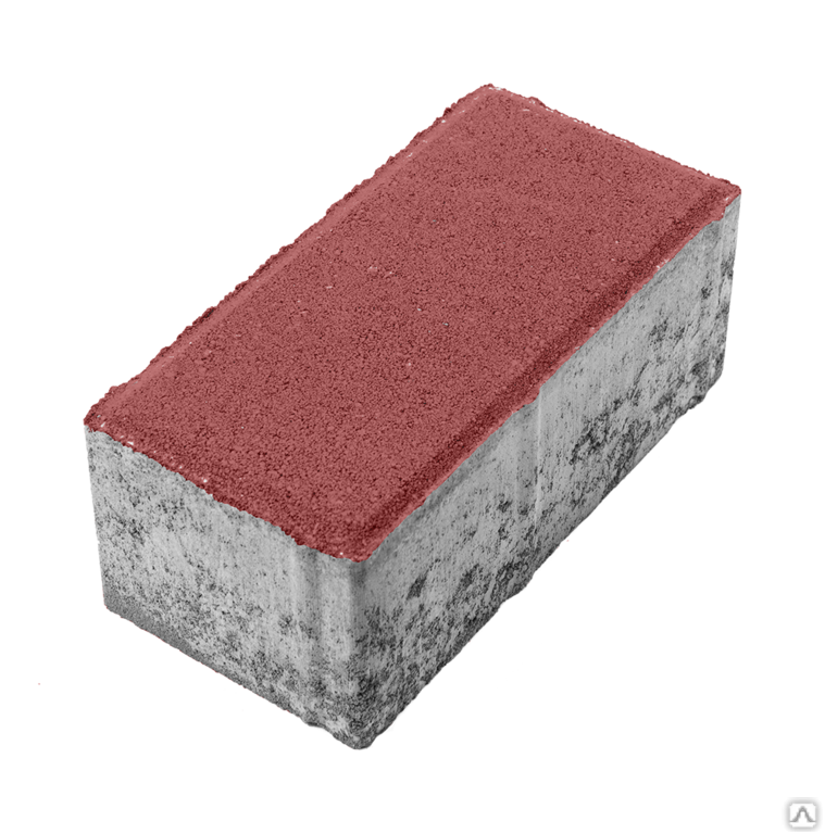 Тротуарная плитка Прямоугольник 200х100х80 на сером цементе цвет красный