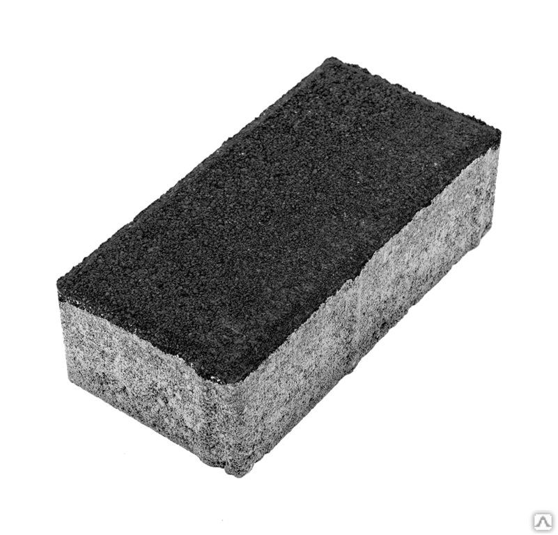 Тротуарная плитка Прямоугольник без фаски 200х100х60 на сером цементе цвет чёрный