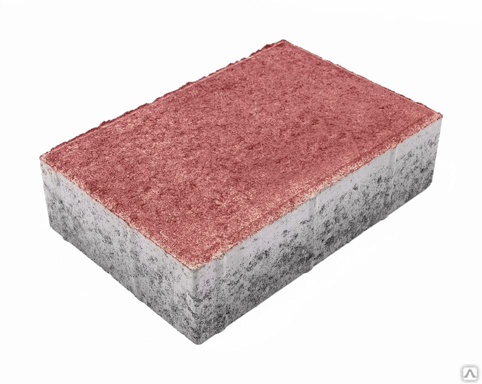 Тротуарная плитка Кирпичик 300х200х80 на белом цементе цвет красный