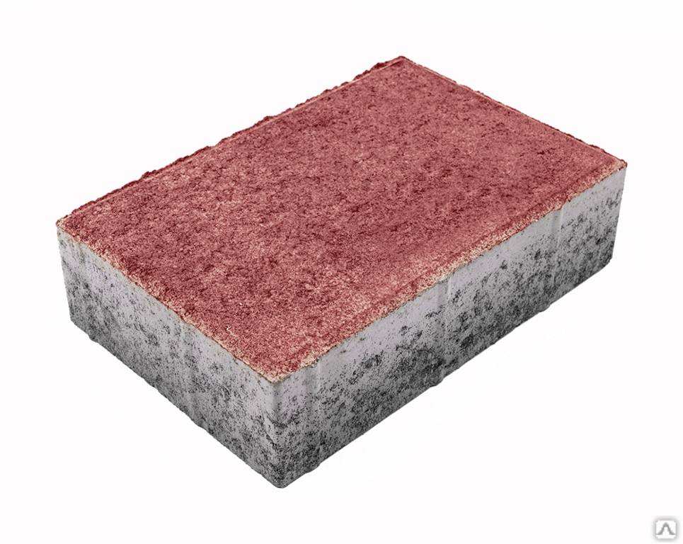 Тротуарная плитка Кирпичик 300х200х80 на сером цементе цвет красный