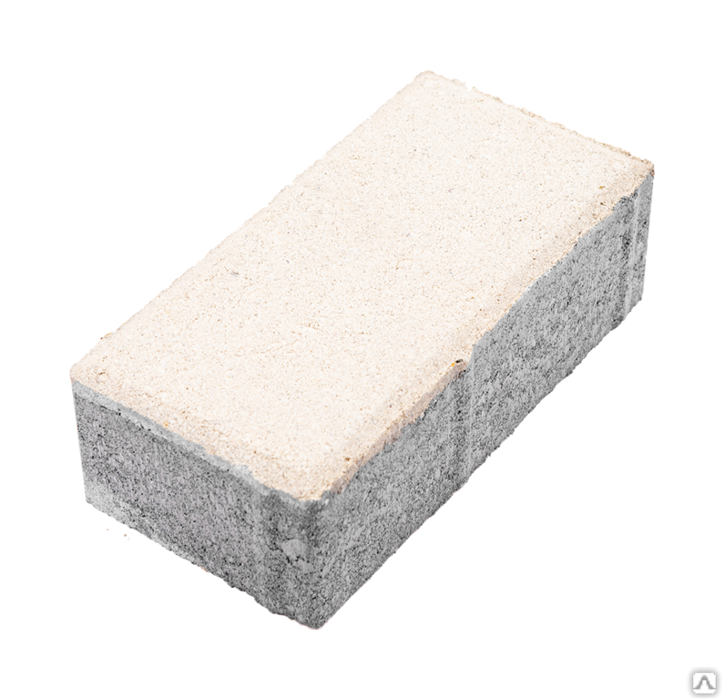 Тротуарная плитка Кирпичик 200х100х60 на белом цементе цвет белый