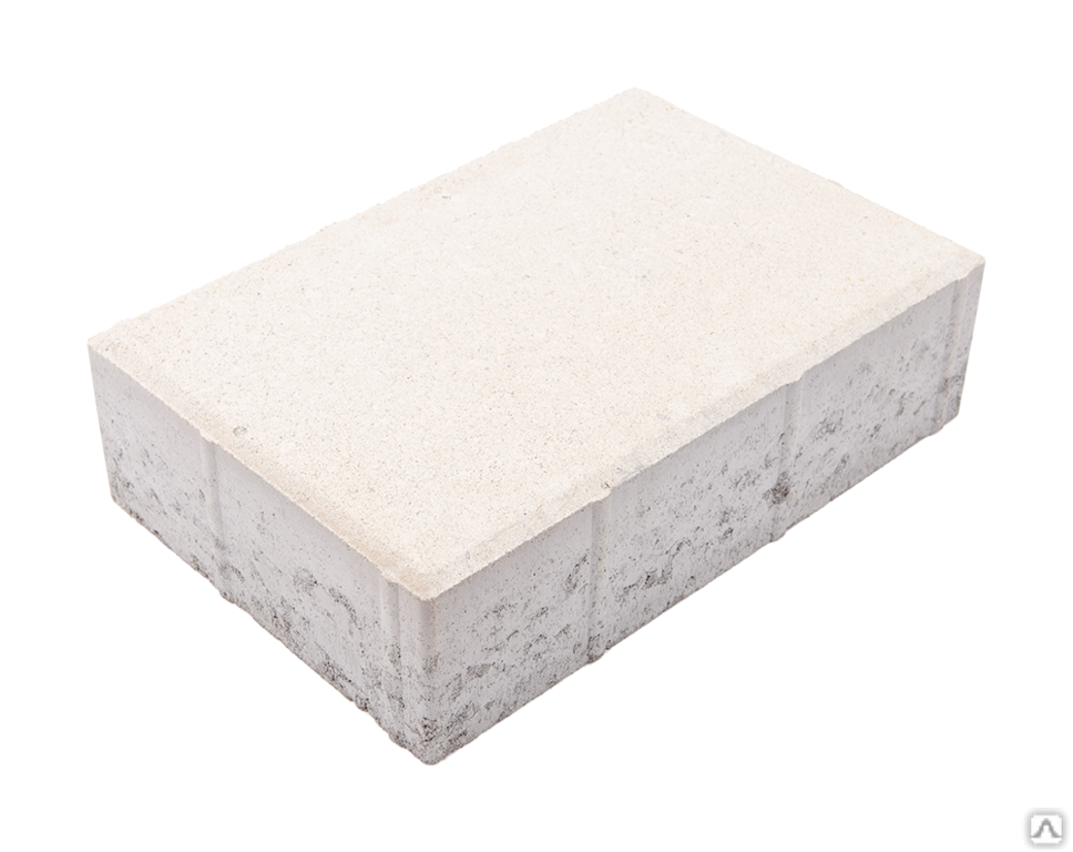 Тротуарная плитка Кирпич 300х200х80 на белом цементе цвет белый