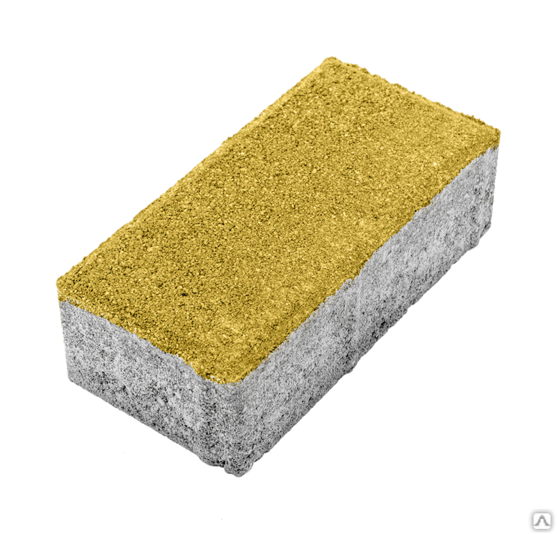 Тротуарная плитка Прямоугольник без фаски 200х100х60 на сером цементе цвет жёлтый