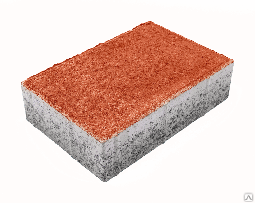 Тротуарная плитка Кирпичик 300х200х80 на белом цементе цвет оранжевый