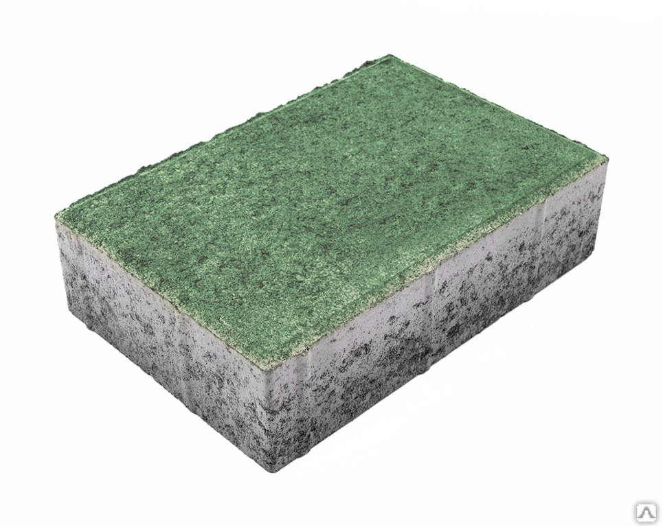 Тротуарная плитка Прямоугольник 300х200х80 на сером цементе цвет зелёный