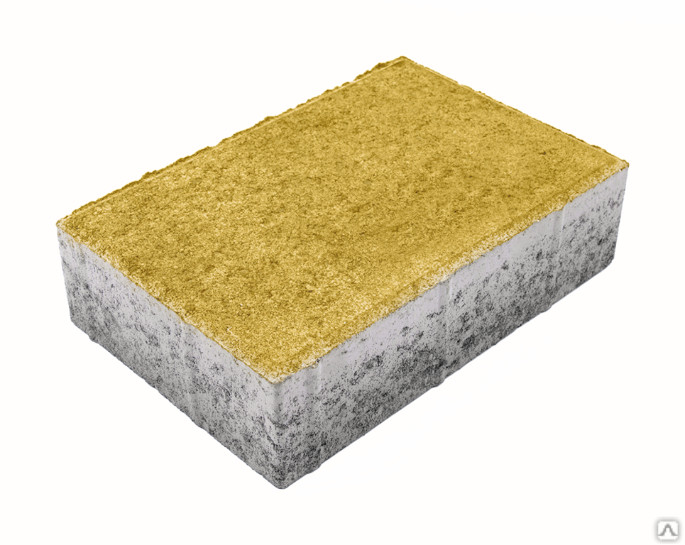 Тротуарная плитка Кирпич 300х200х80 на сером цементе цвет жёлтый