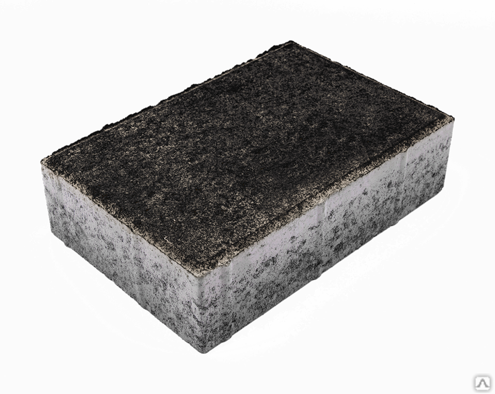 Тротуарная плитка Прямоугольник 300х200х80 на сером цементе цвет чёрный