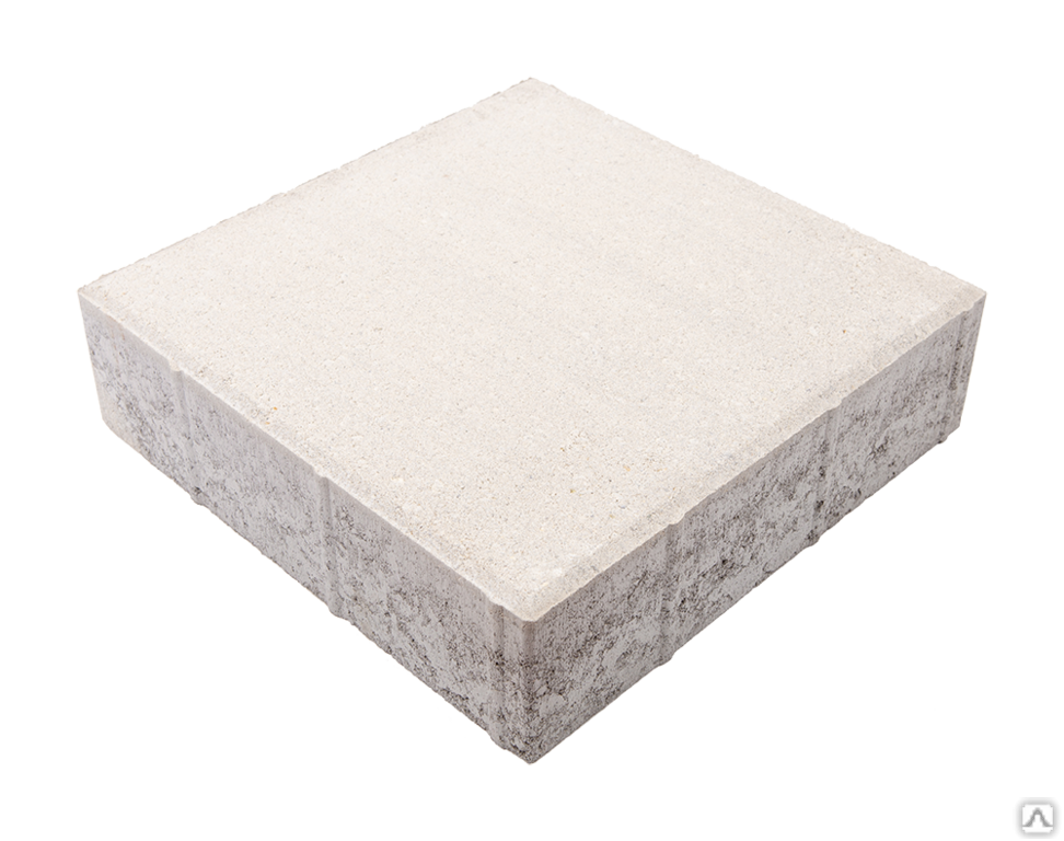Тротуарная плитка Квадрат 300х300х80 на белом цементе цвет белый