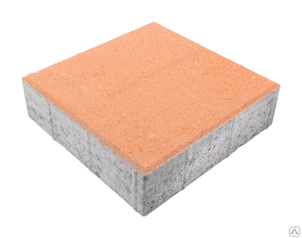 Тротуарная плитка Квадрат 200х200х80 на белом цементе цвет оранжевый