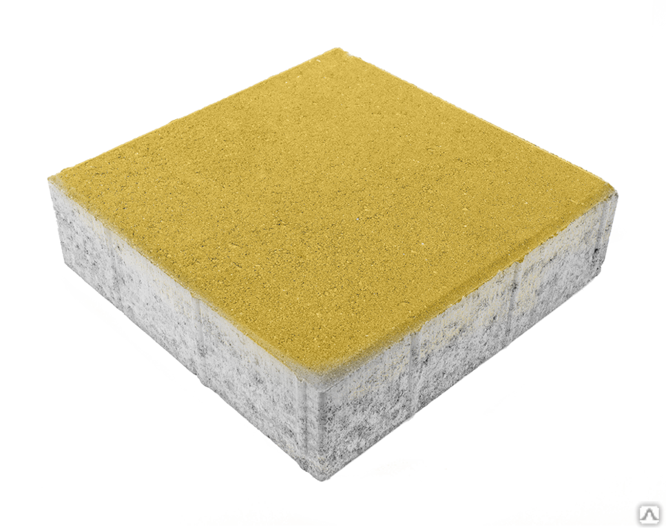 Тротуарная плитка Квадрат 300х300х80 на сером цементе цвет жёлтый