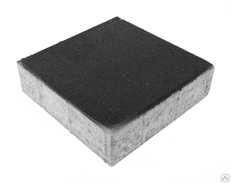 Тротуарная плитка Квадрат 300х300х80 на сером цементе цвет чёрный