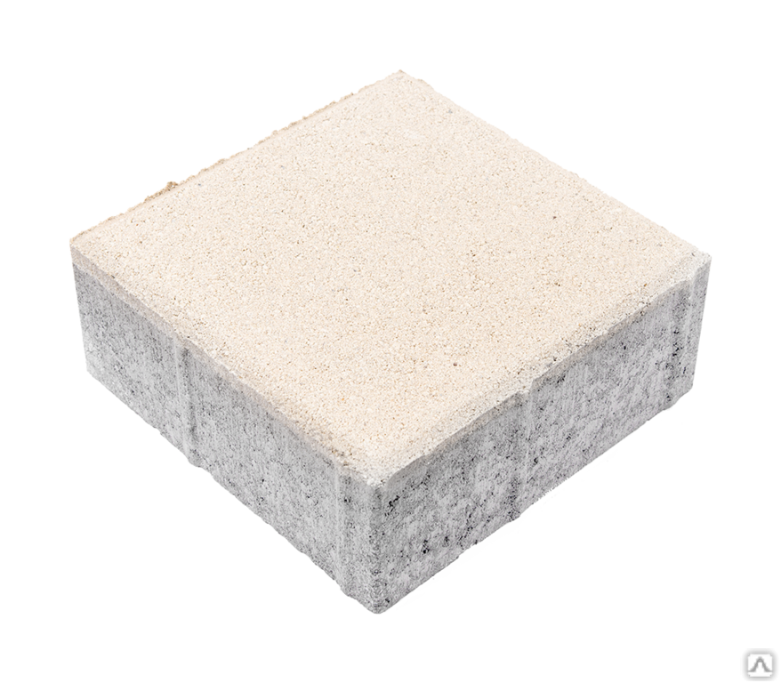 Тротуарная плитка Квадрат 200х200х80 на белом цементе цвет белый
