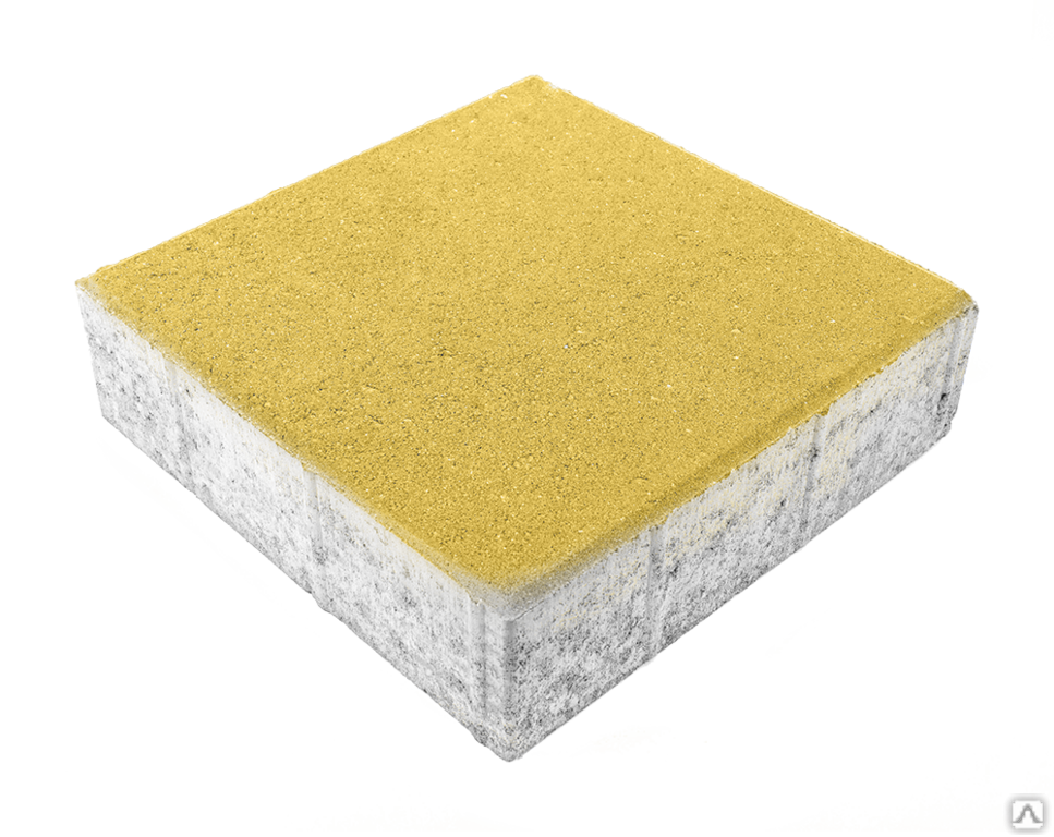 Тротуарная плитка Квадрат 300х300х80 на белом цементе цвет жёлтый