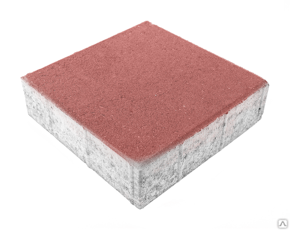 Тротуарная плитка Квадрат 300х300х80 на белом цементе цвет красный
