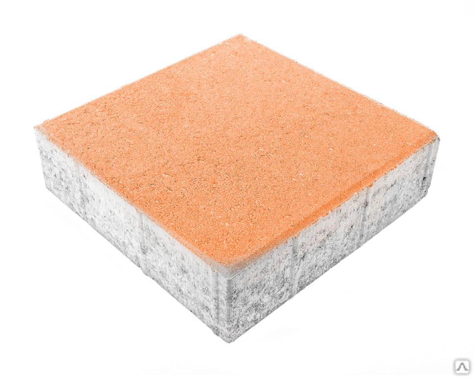 Тротуарная плитка Квадрат 300х300х80 на белом цементе цвет оранжевый