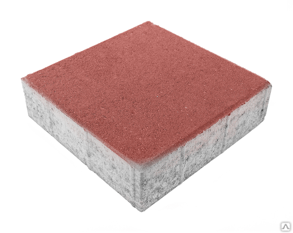 Тротуарная плитка Квадрат 300х300х80 на сером цементе цвет красный