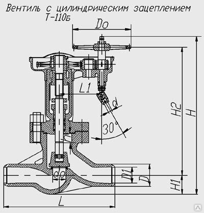 Т-110б, клапан запорный, (вентиль), с цилиндрическим зацеплением