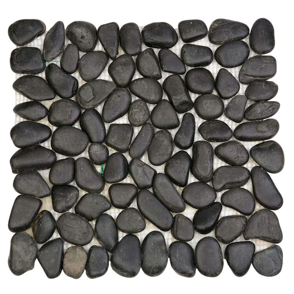 Каменная мозаика MS00-3HP ГАЛЬКА чёрная матовая Sekitein 1