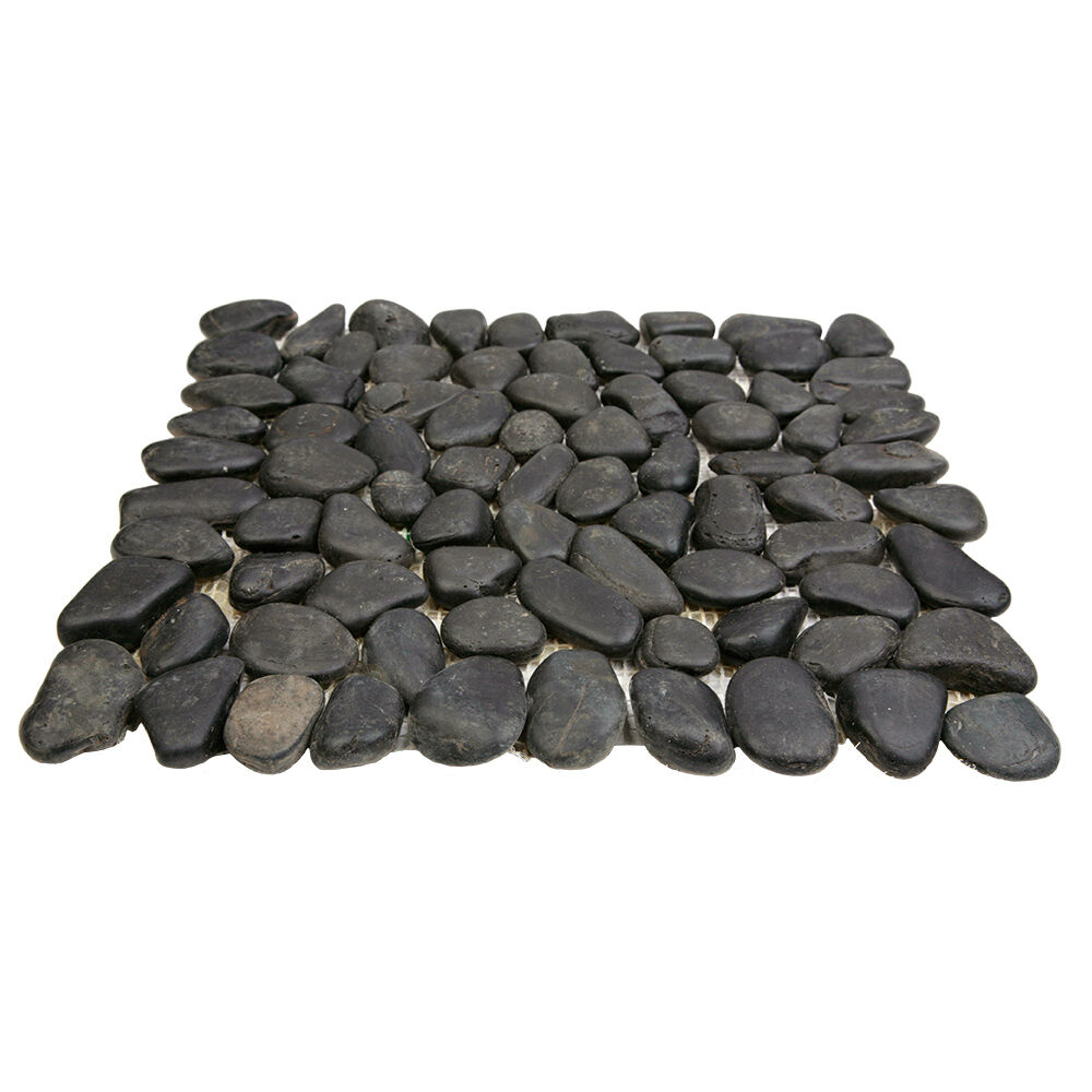 Каменная мозаика MS00-3HP ГАЛЬКА чёрная матовая Sekitein 2