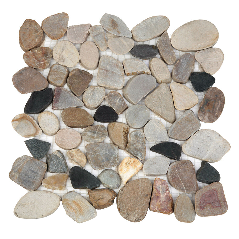 Каменная мозаика MS00-5 BCP ГАЛЬКА овал бел/корич/серая матовая Sekitein