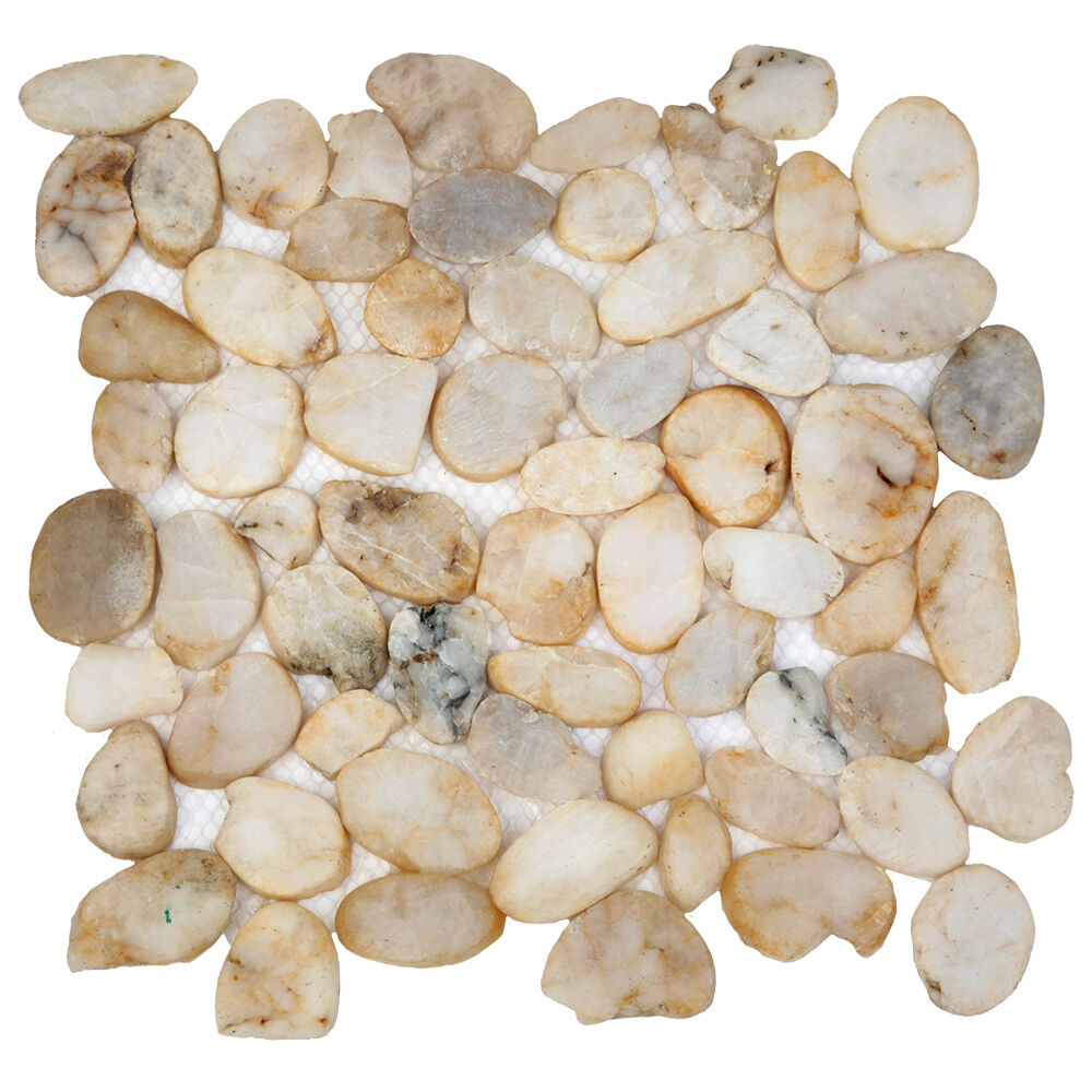 Каменная мозаика MS00-1 BCP ГАЛЬКА овал белая матовая Sekitein