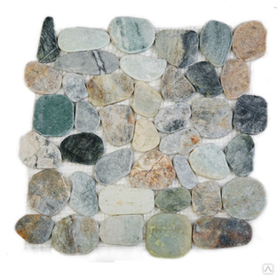 Каменная мозаика MS-WB1 МРАМОР бел/зел/серый круглый Sekitein #1