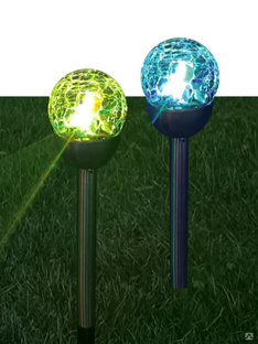 Светильник светодиодный SMD мультиколор садовый в форме шара из битого стекла аккум. AA NI-MH 200мА.ч (уп.2шт) КОСМОС KO 