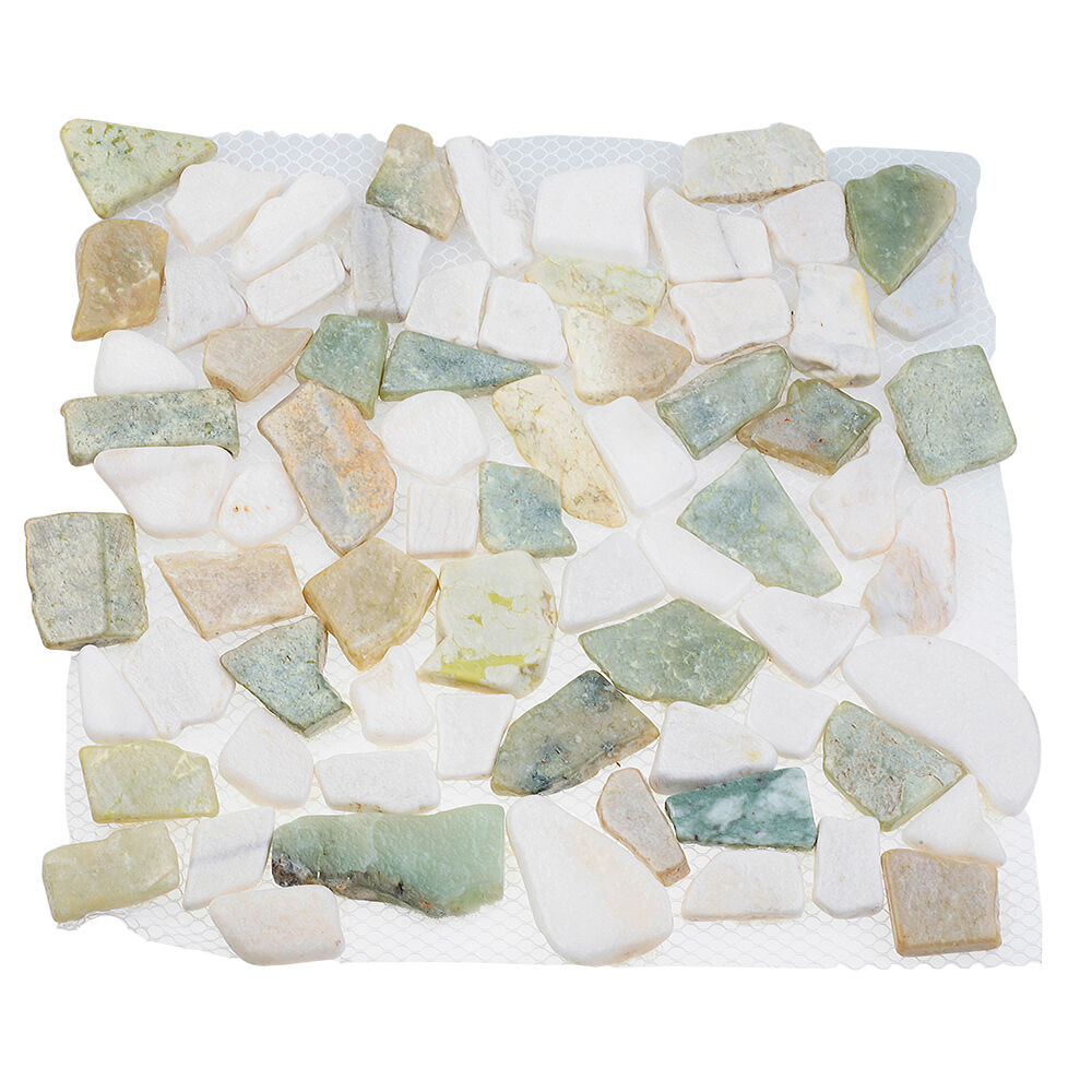 Каменная мозаика MS-WB3 МРАМОР бело-зелёный квадратный Sekitein