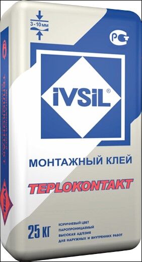 Клей монтажный для пенополистирола IVSIL Теплоконтакт 25 кг