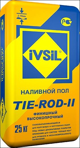 Пол наливной цементный самовыравнивающийся IVSIL TIE-ROD-II 25 кг