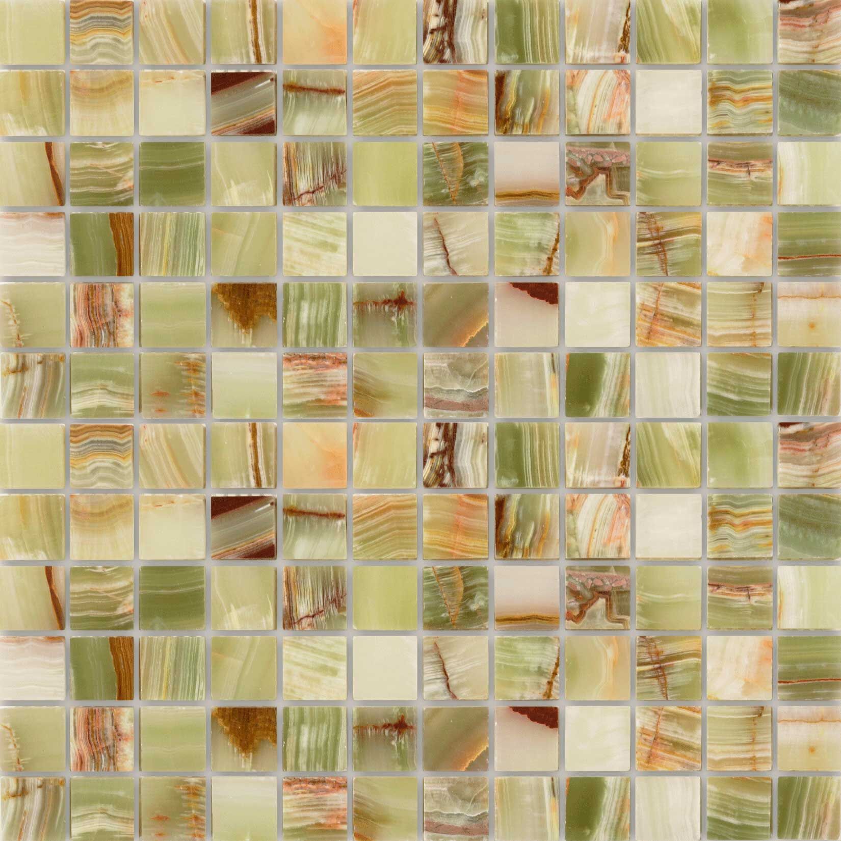Мозаика каменная Onice Jade Verde POL 23x23x7 LeeDo Caramelle Pietrine оникс зеленый