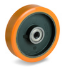 Колесо большегрузное Tellure Rota 642166 под ось, d 200 мм, груз. 1600кг, полиуретан TR / чугун, шар. подшипник