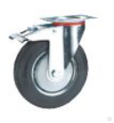 Колесо поворотное с тормозом Стелла-техник 4003-100 диаметр 100мм, грузоподъемность 70кг, резина, металл 
