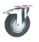 Колесо поворотное с тормозом Стелла-техник 4003-200 диаметр 200мм, грузоподъемность 185кг, резина, металл