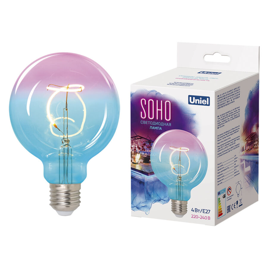 Лампа VINTAGE LED-SF01-4W/SOHO/E27/CW BLUE/WINE GLS77TR Uniel UL-00005892