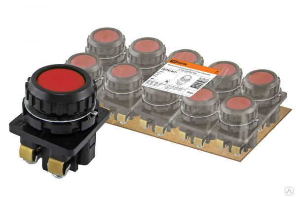 Выключатель кнопочный 1кн TDM КЕ 011-У2-исп.4 1з фиксируемая 10A 660B IP40 красный (10)