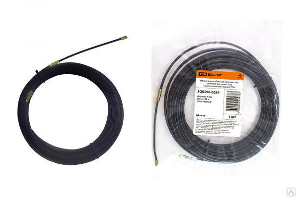 Протяжка кабеля НКП 4мм 20м нейлон с наконечником черная TDM (5)