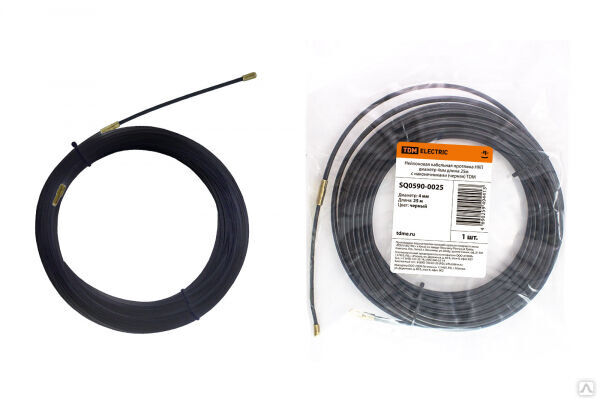 Протяжка кабеля НКП 4мм 25м нейлон с наконечником черная TDM (5)