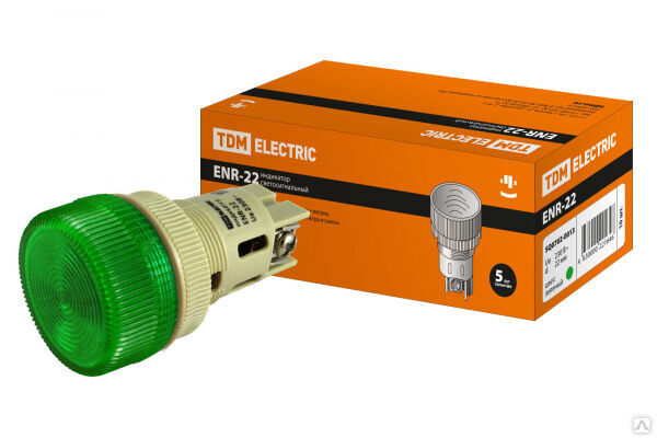 Лампа индикаторная TDM ENR-22 зеленый 220В (10)