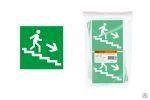Знак "Направление к эвакуационному выходу (по лестнице направо вниз)"