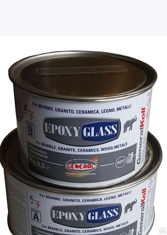 Эпоксидный клей по камню General EPOXY GLASS SOLID молочно прозрачный ...
